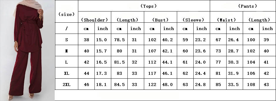 co-ord-set-women-muslim size chart