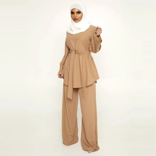 two piece pants set women muslim